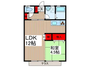 リバ-クロス高麗B【1階】の間取り