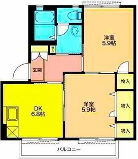 ハウスウッドベルA【1階】の間取り