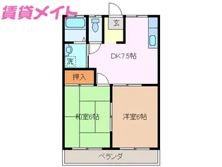 REANA鈴鹿アパートメント【2階】の間取り