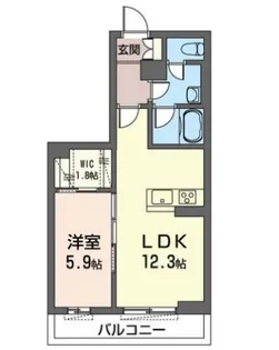 アルフラット むさし野【1階】の間取り