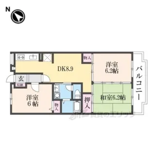シェーヌ生駒【2階】の間取り
