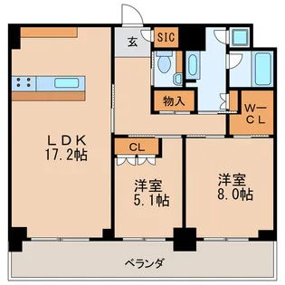 栄タワーヒルズ【19階】の間取り