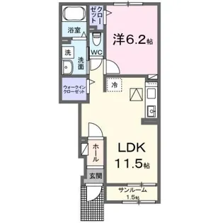 メゾンソレイユV【1階】の間取り