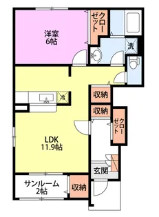 オリオン サンライズ B棟【1階】の間取り