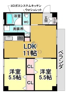 第35プロビナンス村橋(旧 ことぶきコーポ)【3階】の間取り