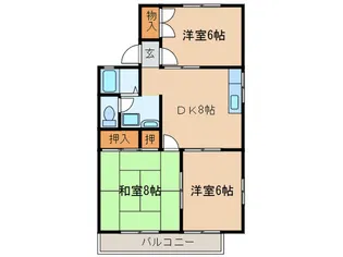 クレストハイツK B棟【2階】の間取り