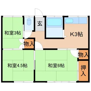 筑西市板橋53-1アパート【1階】の間取り