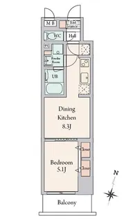 1DKの間取り画像