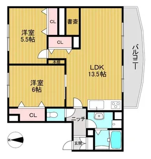 京都府長岡京市緑が丘【マンション】の間取り