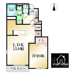 ジュネス・YK B【1階】の間取り