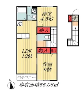 ブリーズ東海神A【2階】の間取り