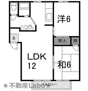 徳島県板野郡藍住町富吉【アパート】の間取り