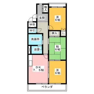 ワイズタウン南館【2階】の間取り