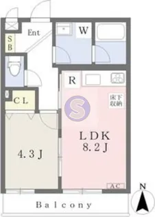 TheParkMaison御所西【1階】の間取り