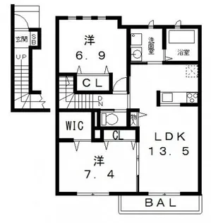 カシボヌール【2階】の間取り