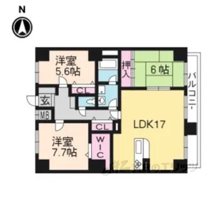 御所南レジデンシャル【3階】の間取り