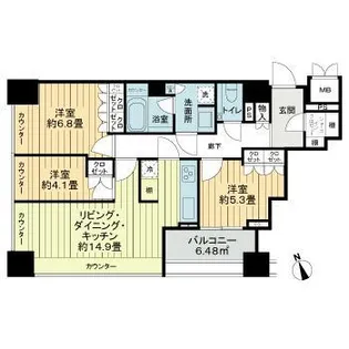 グランスイート麻布台ヒルトップタワー【18階】の間取り