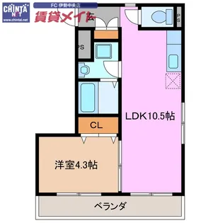 ハーフセブン宮後【1階】の間取り