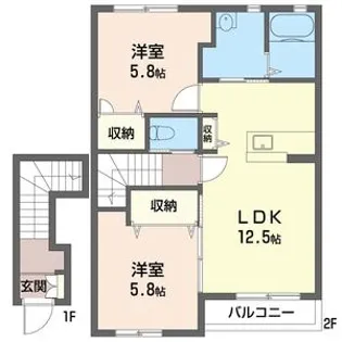 レーベンプラッツB棟【2階】の間取り