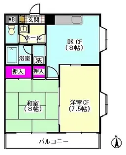 エステートハネダ【4階】の間取り