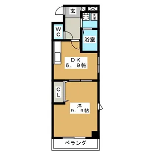 1DKの間取り画像