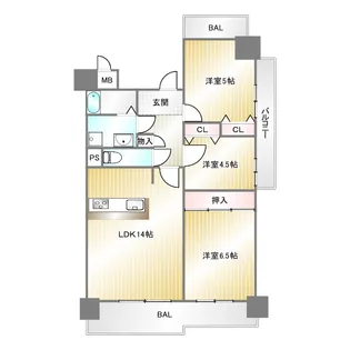 ライフ新神戸【5階】の間取り