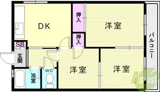 ケイアンドエスマンション白川台【2階】の間取り