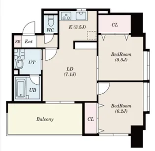 2LDKの間取り画像