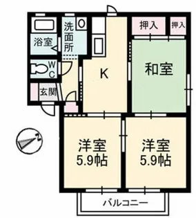ツインマークウエスト A棟【1階】の間取り