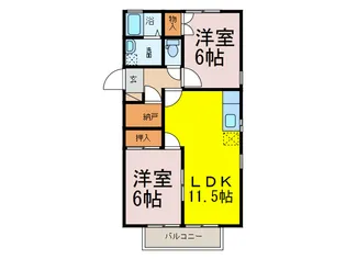 サンハイム ホウゲツ【1階】の間取り