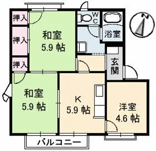 屋島フレグランス A棟【1階】の間取り