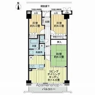 サーパス木之庄第2【5階】の間取り