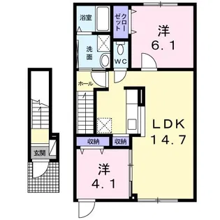 ブルーメ ディア モント【2階】の間取り