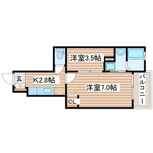 スカイハイムB【1階】の間取り