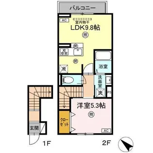 ディアライズ旭通りA棟【2階】の間取り