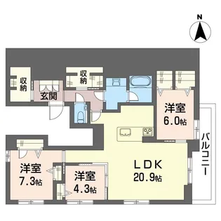 SUレジデンス若松町【3階】の間取り