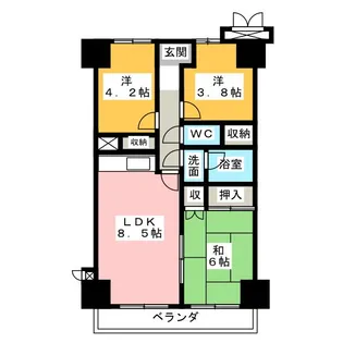 ライオンズマンション柚木【2階】の間取り