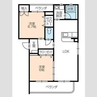ソレアードみのるII【2階】の間取り