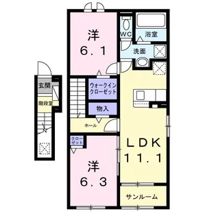 ル ボヌール【2階】の間取り