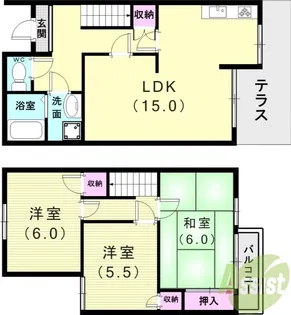 タウンハウス高町【1階】の間取り