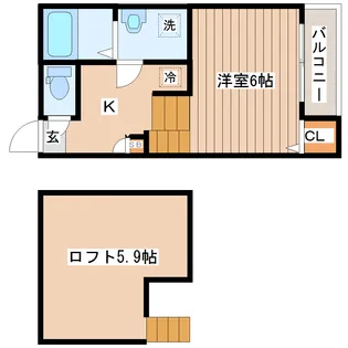 クレール東仙台【2階】の間取り