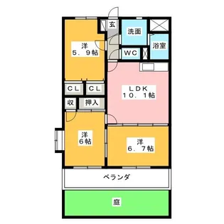 アビーロード【1階】の間取り