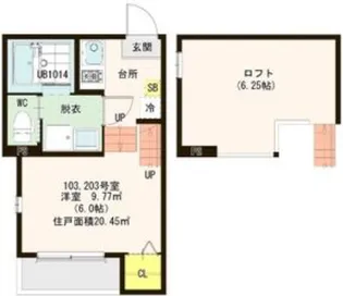 ハーモニーテラス中田【1階】の間取り
