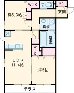 ル リアン【1階】の間取り