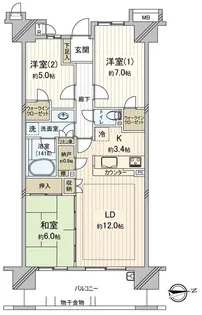ワンダーベイシティSAZANガーデンイースト【9階】の間取り