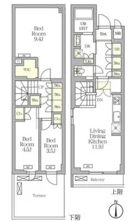 アジールコート都立大学【1階】の間取り