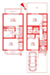 神奈川県川崎市高津区上作延4【一戸建】の間取り