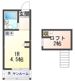 パンドラ 1R【1階】の間取り