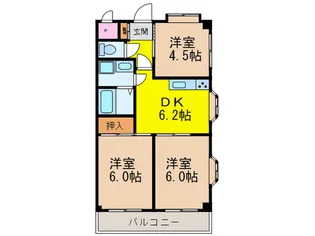 レジデンスウエスト【2階】の間取り