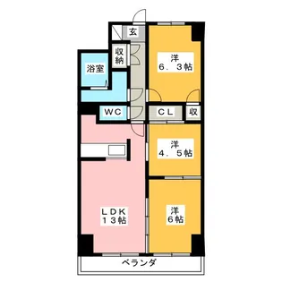 エスティメゾン鶴舞【6階】の間取り